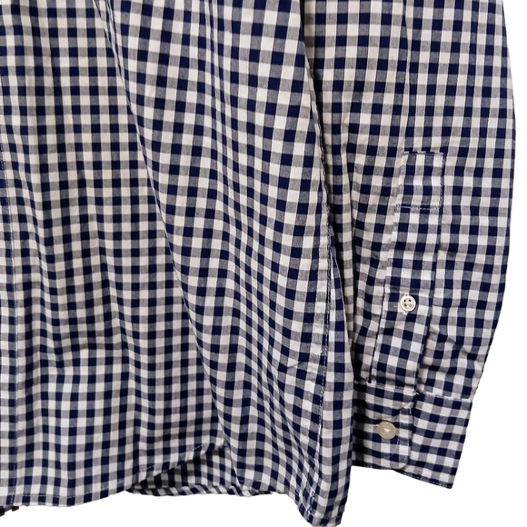 CHAPS Men's M Navy Blue Checked Long Sleeve Button Down Casual Shirt - Picture 5 of 8